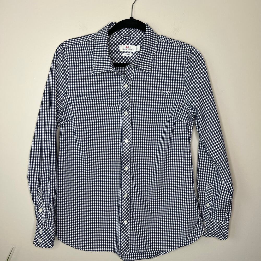 Vineyard Vines Classic Navy Gingham Button-Up Shirt